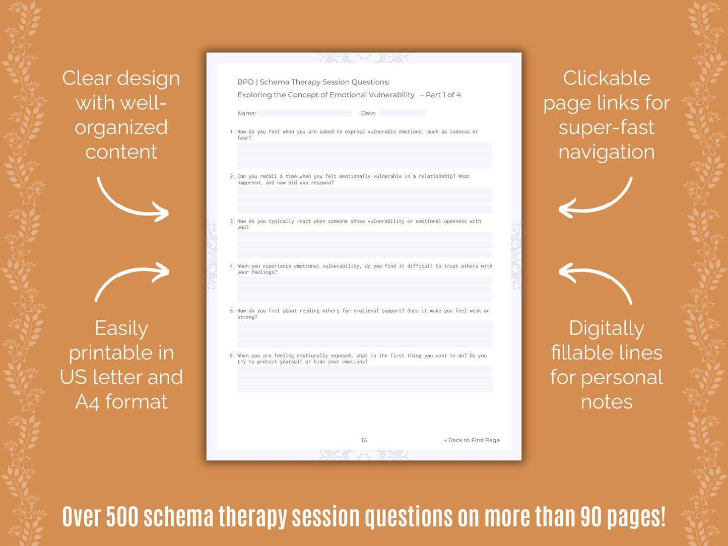 Borderline Personality Disorder (BPD) Schema Therapy Counseling Templates
