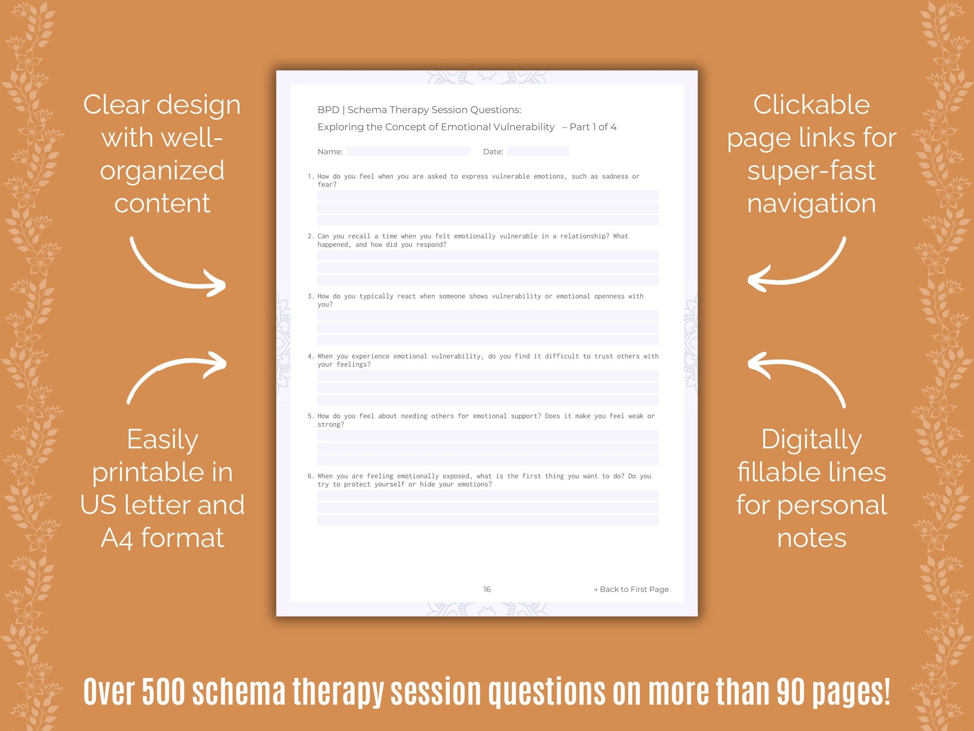 Borderline Personality Disorder (BPD) Schema Therapy Counseling Templates