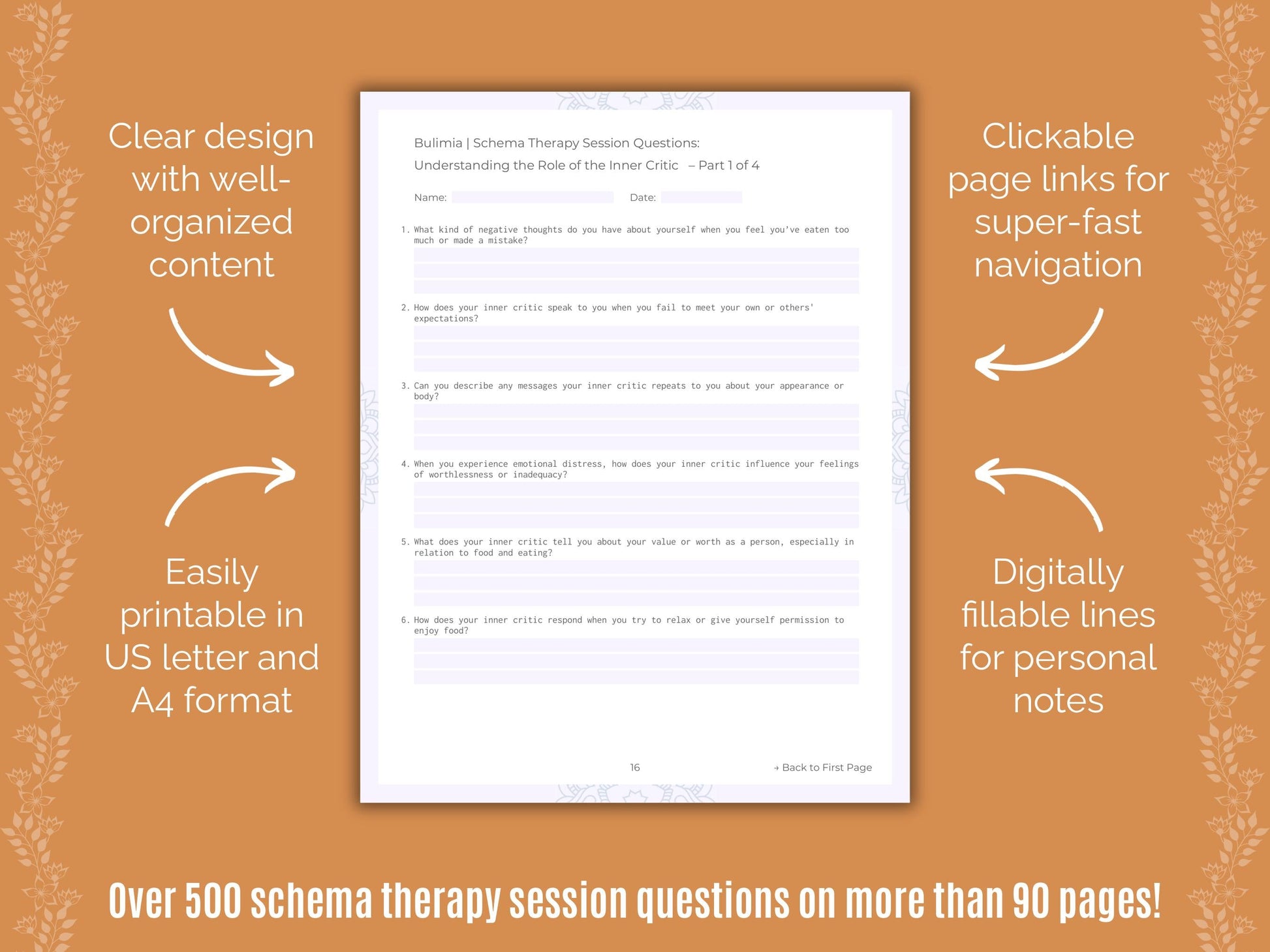 Bulimia Schema Therapy Counseling Templates