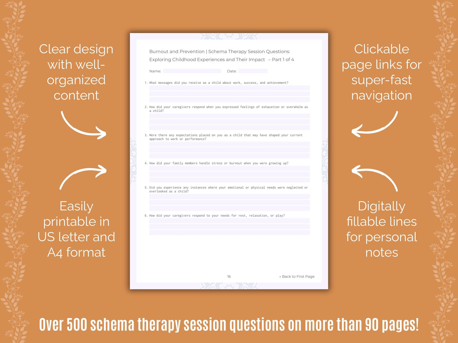 Burnout and Prevention Schema Therapy Counseling Templates