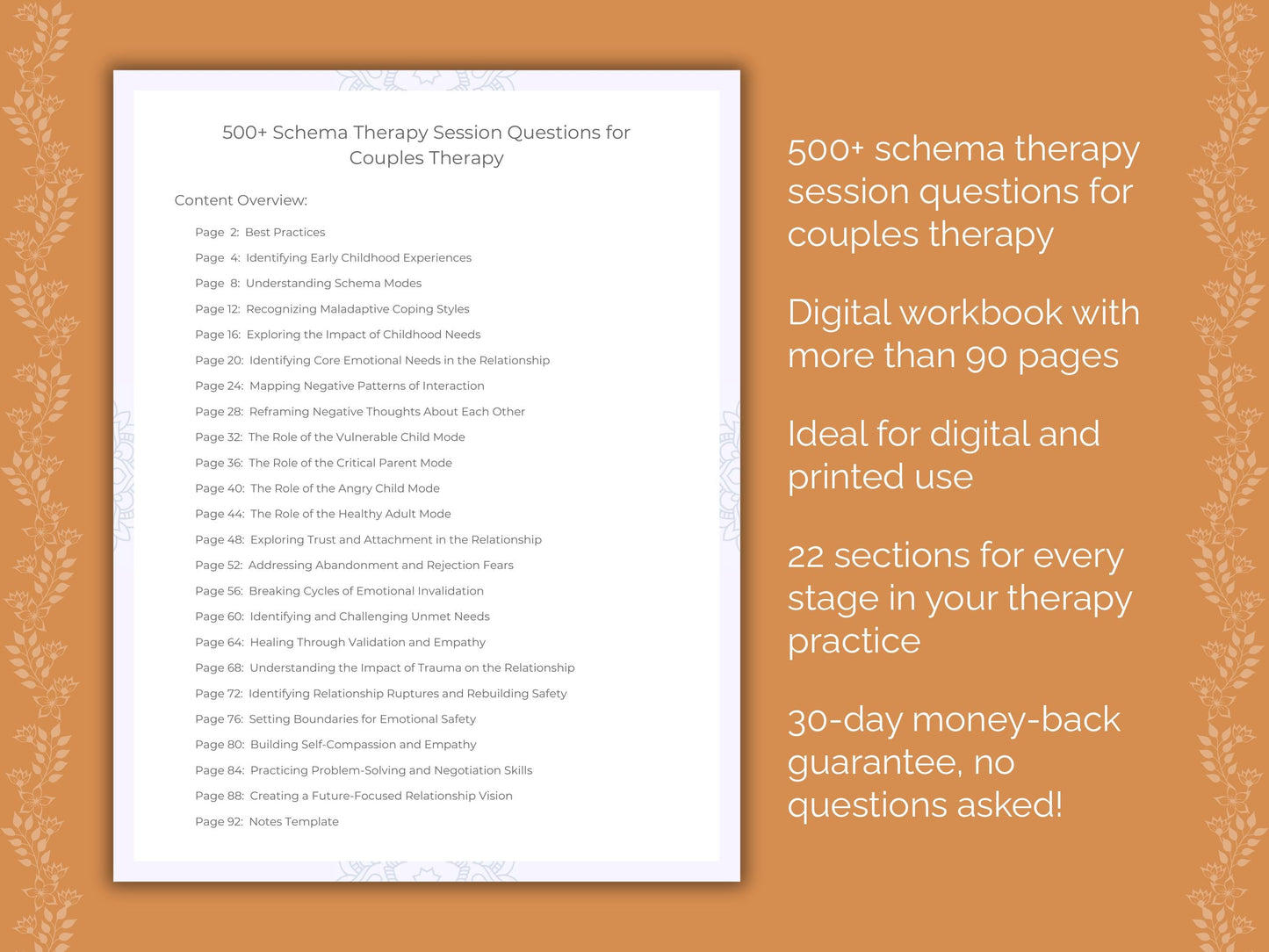 Couples Schema Therapy Therapist Worksheets