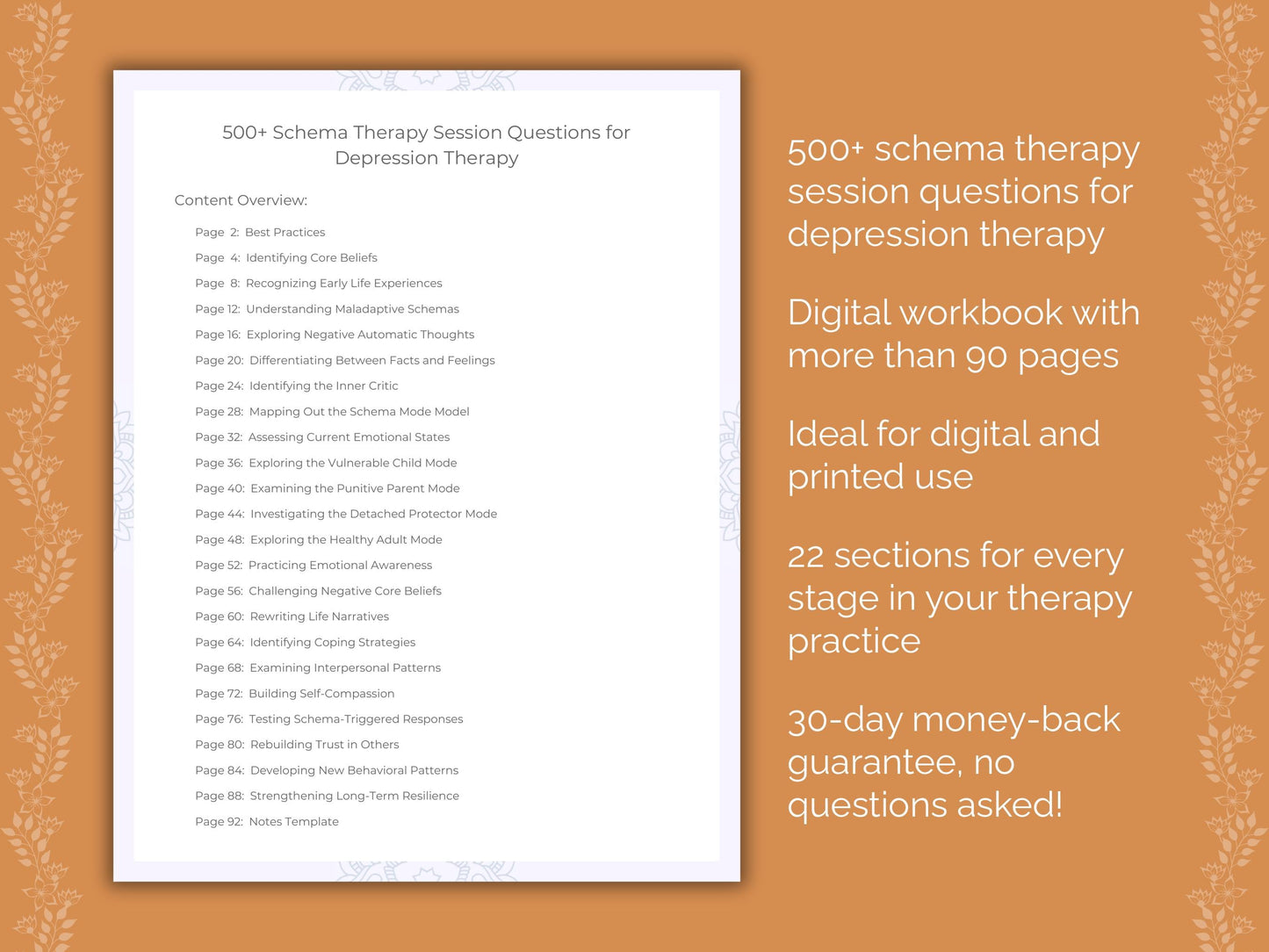 Depression Schema Therapy Therapist Worksheets