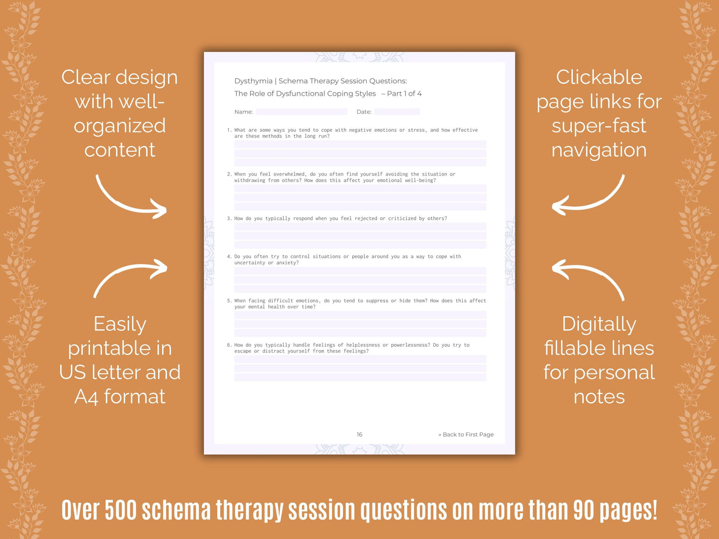 Dysthymia Schema Therapy Counseling Templates
