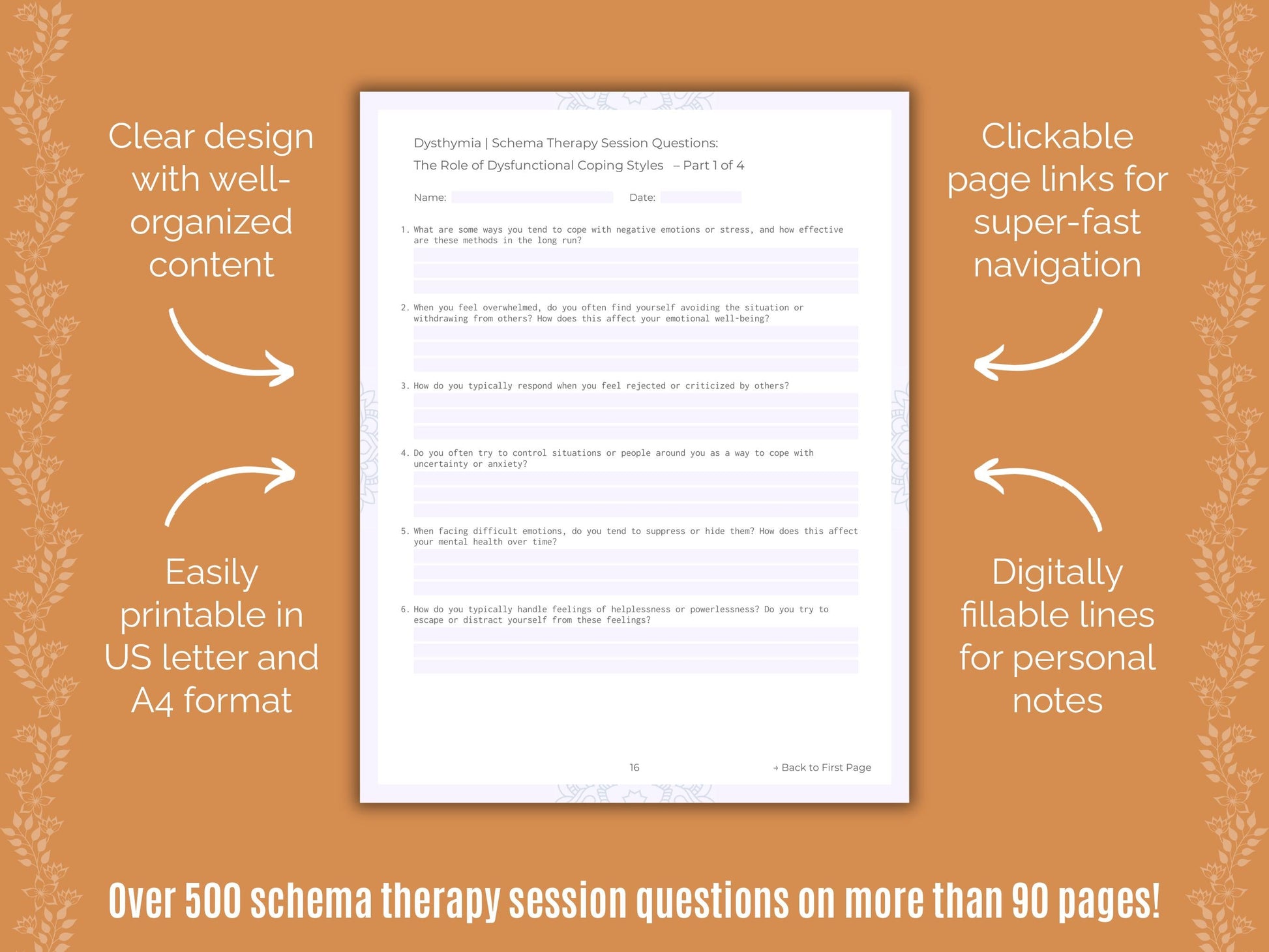 Dysthymia Schema Therapy Counseling Templates