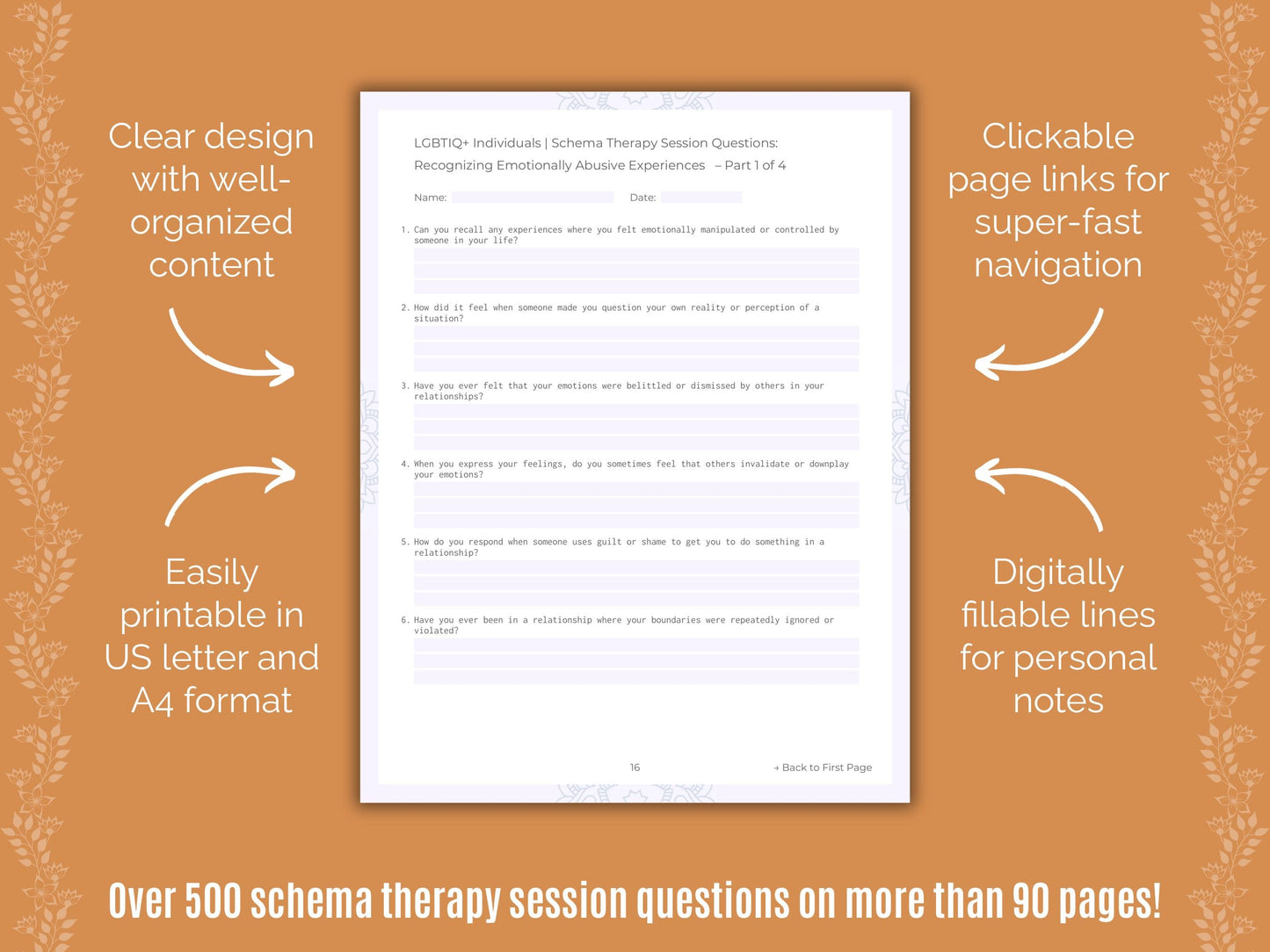 LGBTIQ+ Individuals Schema Therapy Counseling Templates