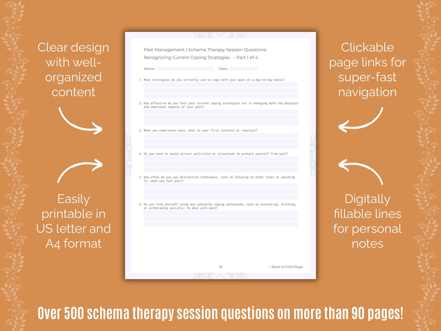 Pain Management Schema Therapy Counseling Templates