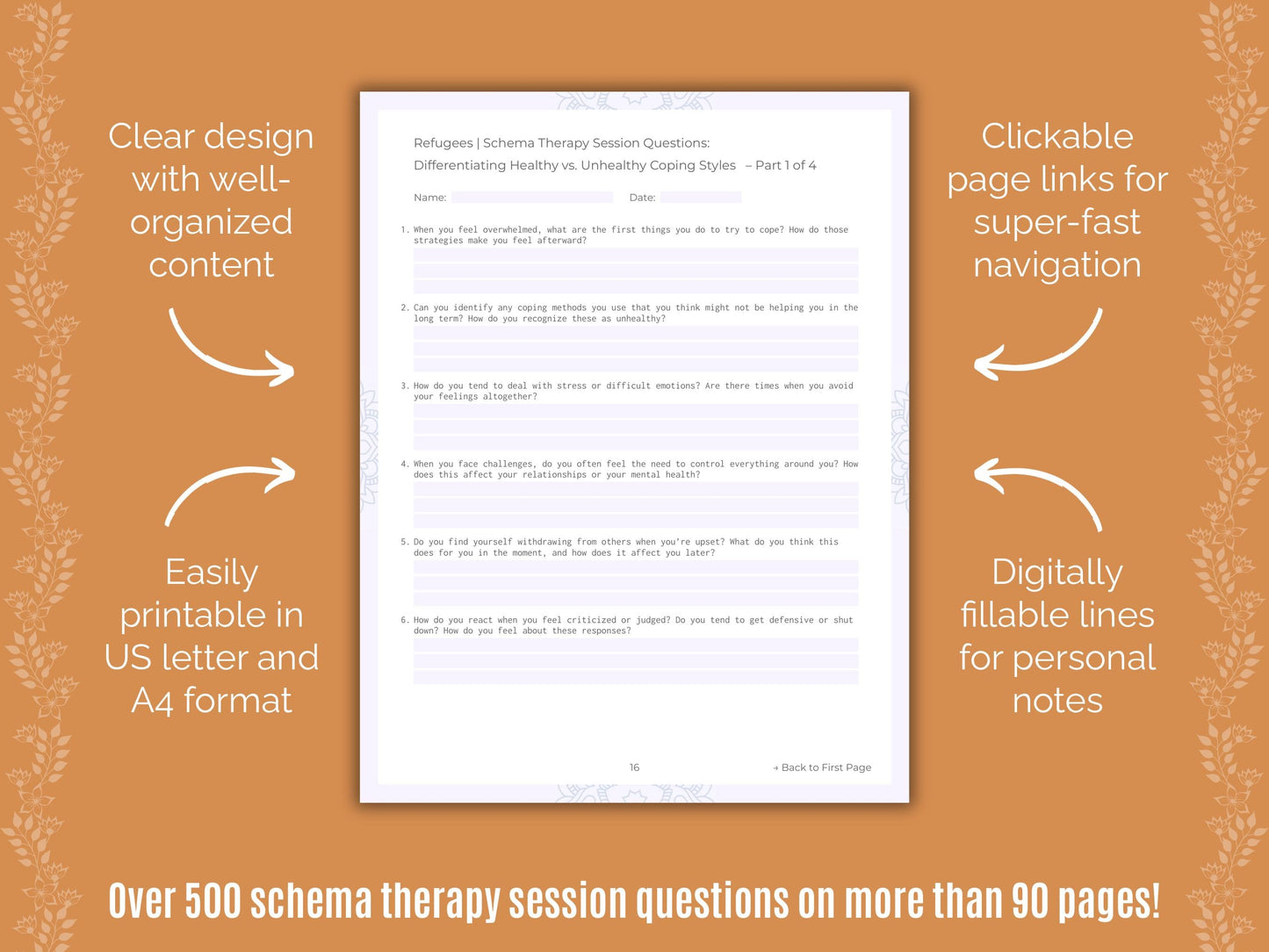 Refugees Schema Therapy Counseling Templates
