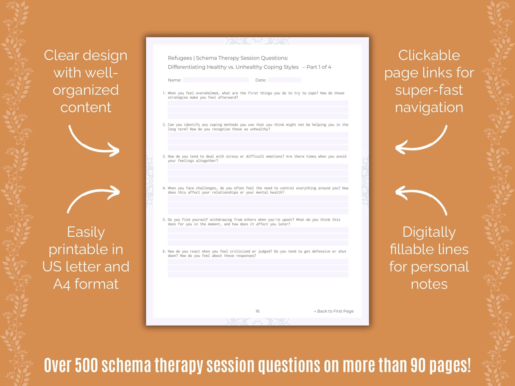 Refugees Schema Therapy Counseling Templates