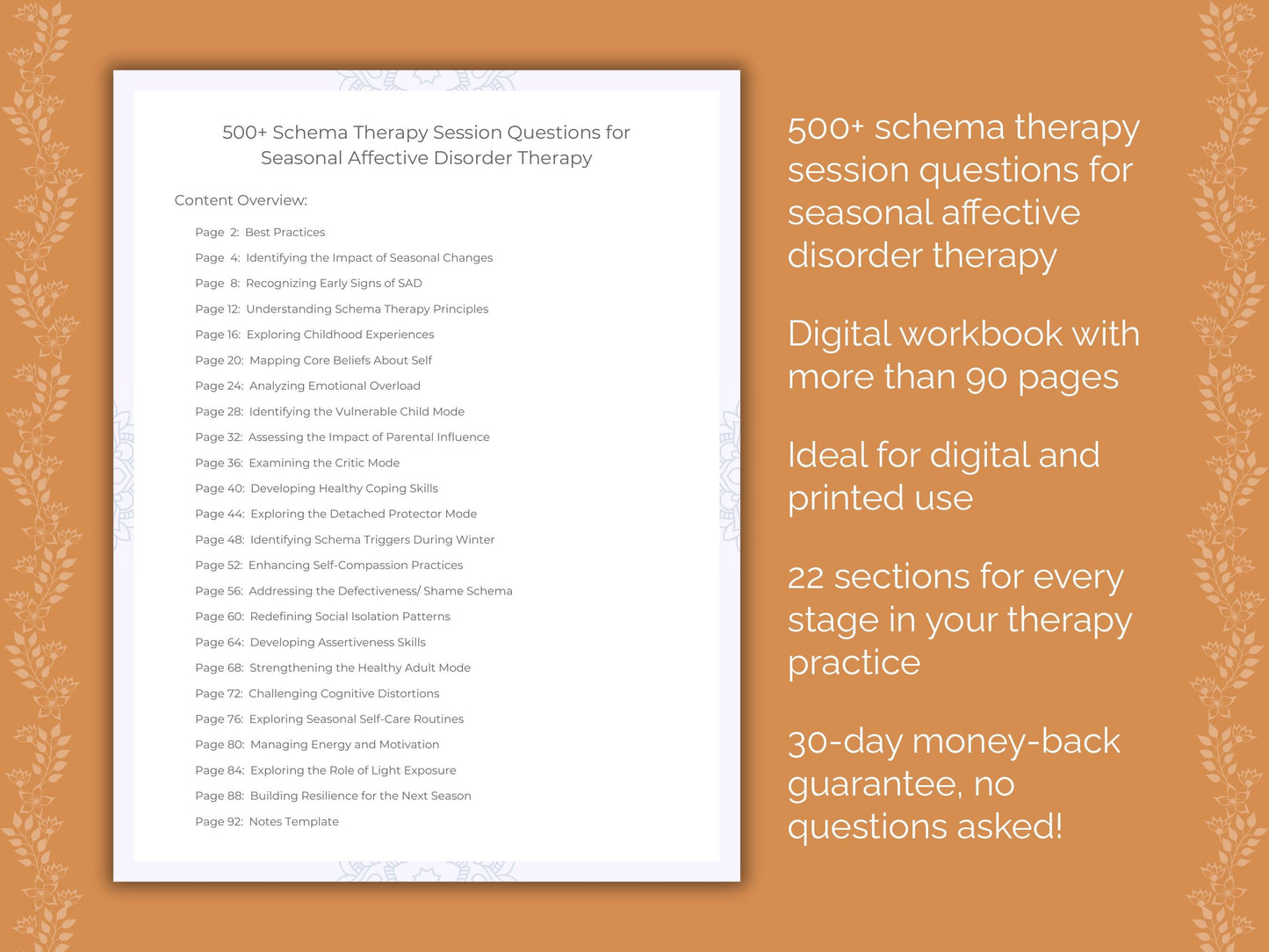Seasonal Affective Disorder Schema Therapy Therapist Worksheets