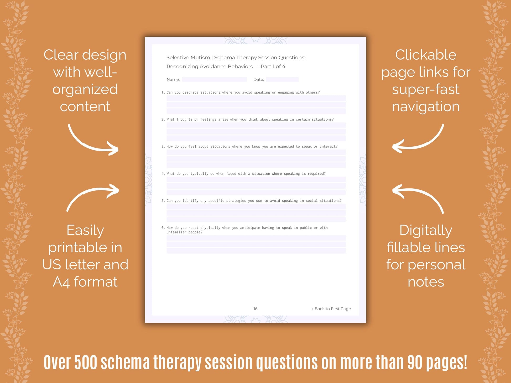 Selective Mutism Schema Therapy Counseling Templates