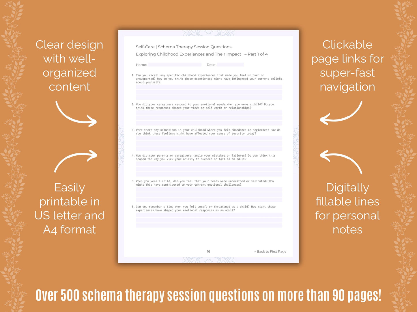 Self-Care Schema Therapy Counseling Templates