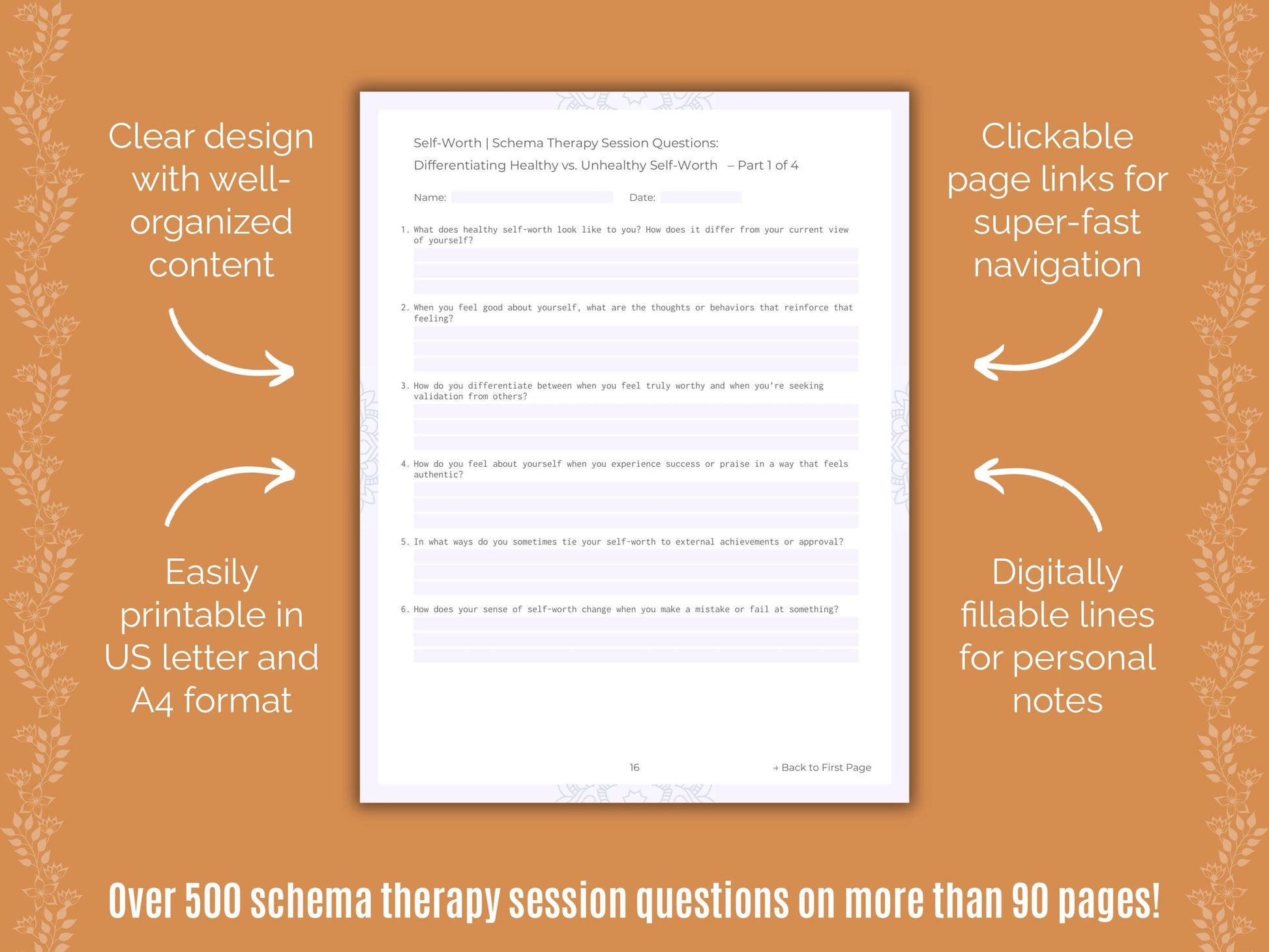 Self-Worth Schema Therapy Counseling Templates