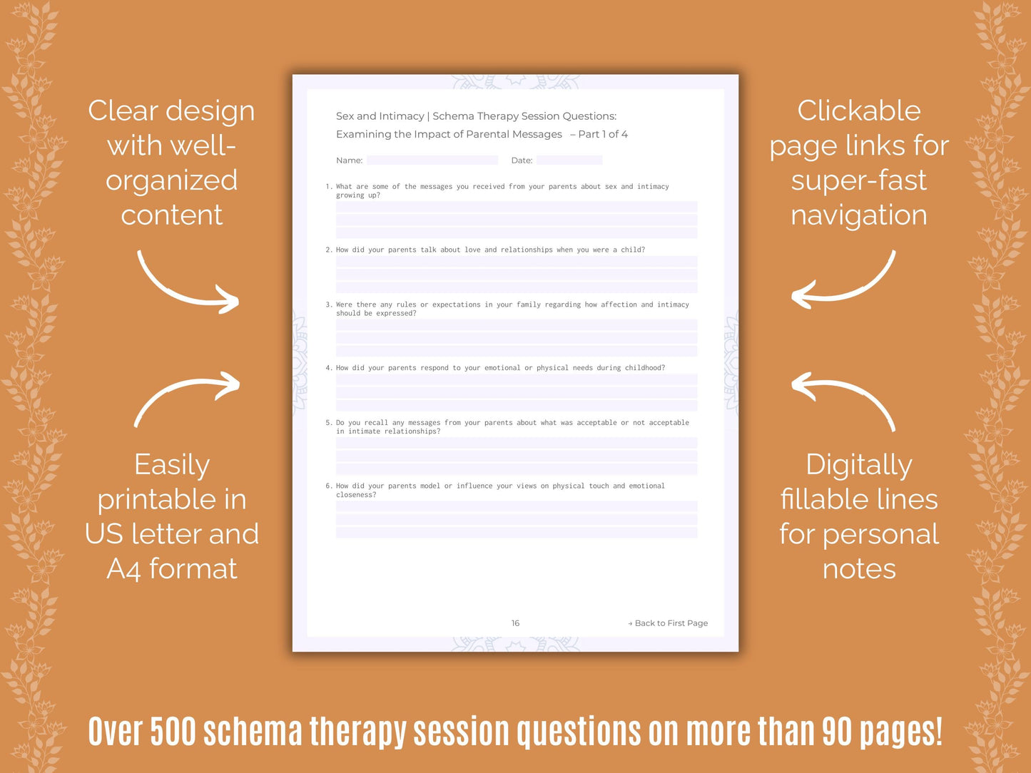 Sex and Intimacy Schema Therapy Counseling Templates