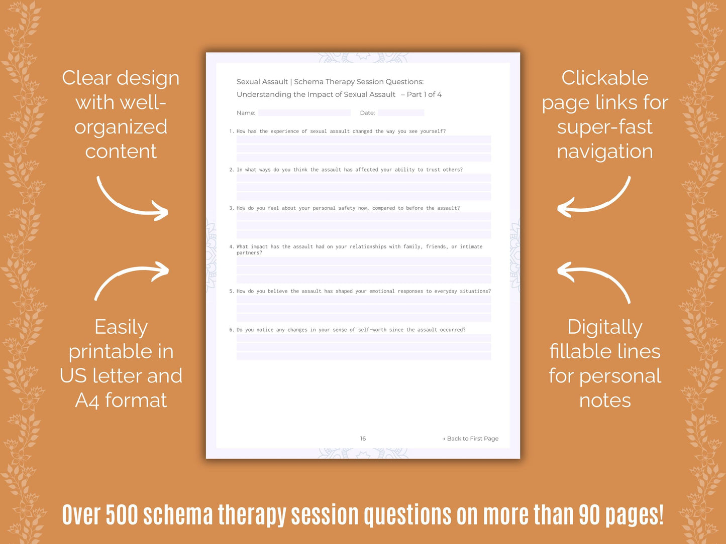 Sexual Assault Schema Therapy Counseling Templates