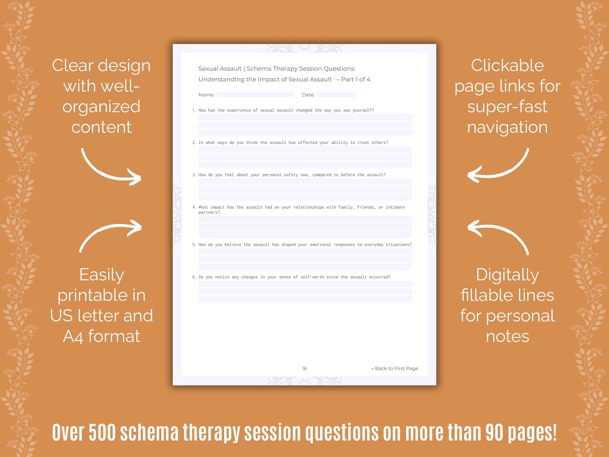 Sexual Assault Schema Therapy Counseling Templates