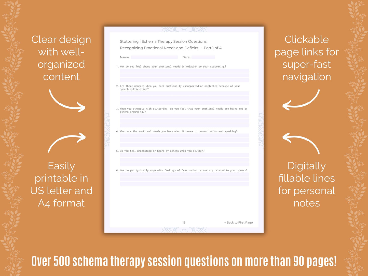 Stuttering Schema Therapy Counseling Templates