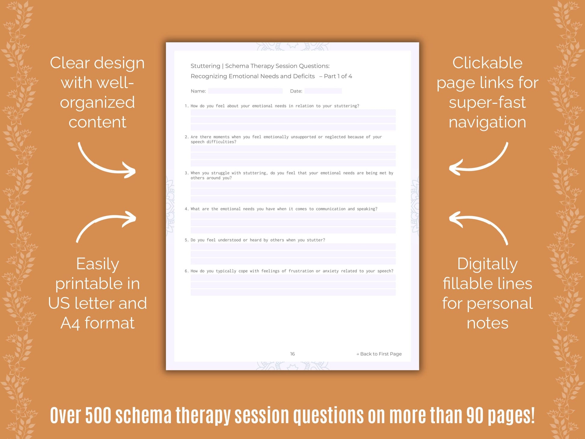 Stuttering Schema Therapy Counseling Templates