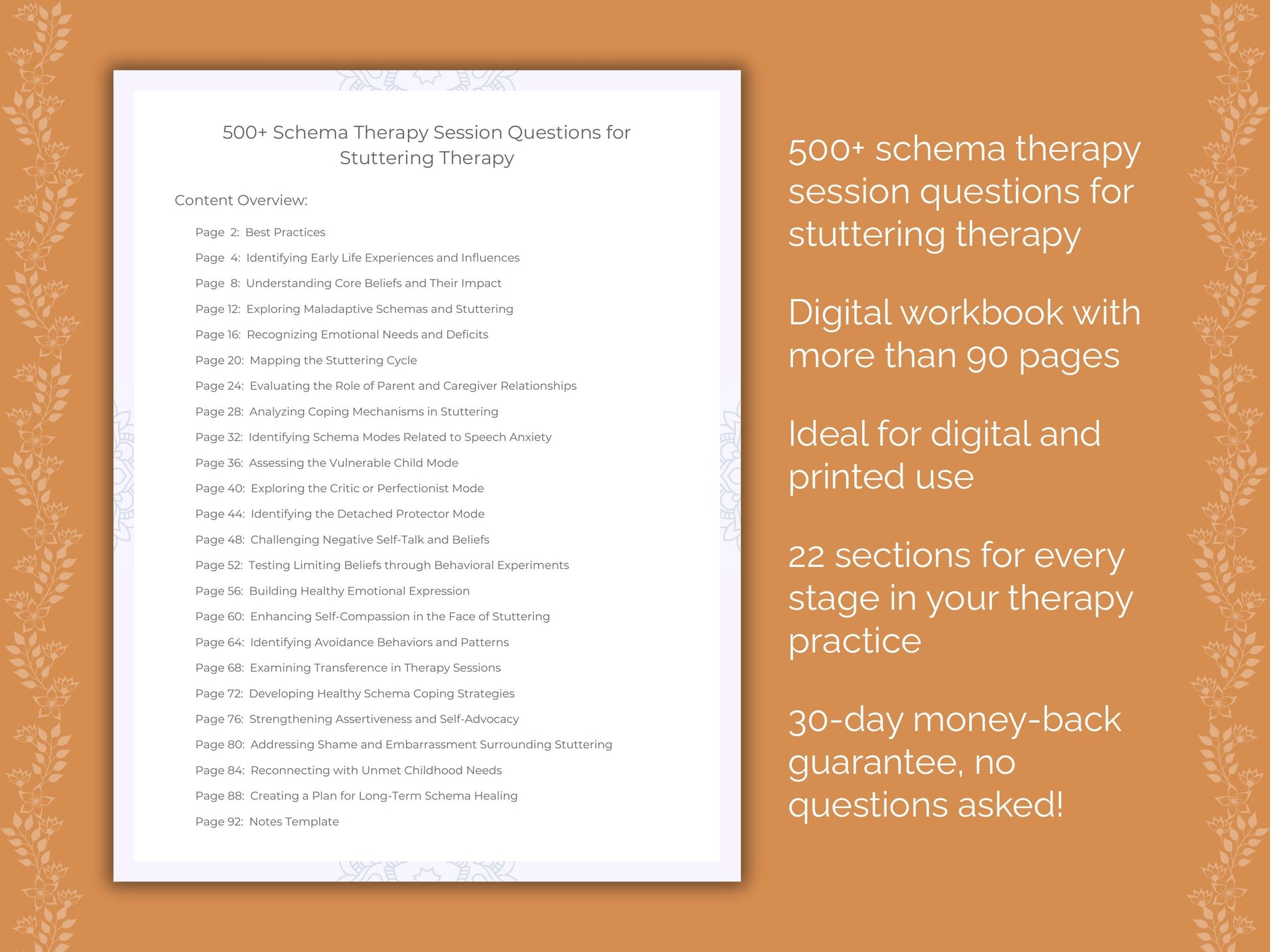 Stuttering Schema Therapy Therapist Worksheets