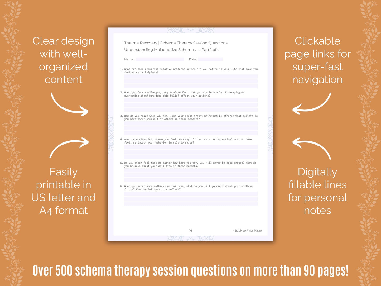 Trauma Recovery Schema Therapy Counseling Templates