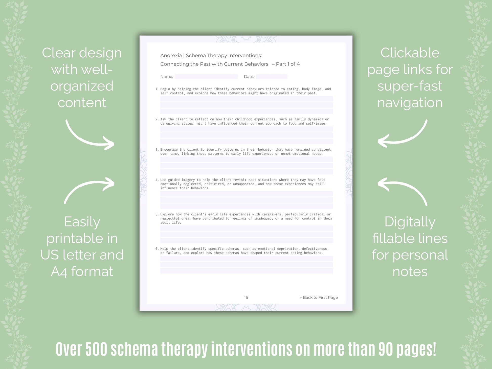 Anorexia Schema Therapy Counseling Templates