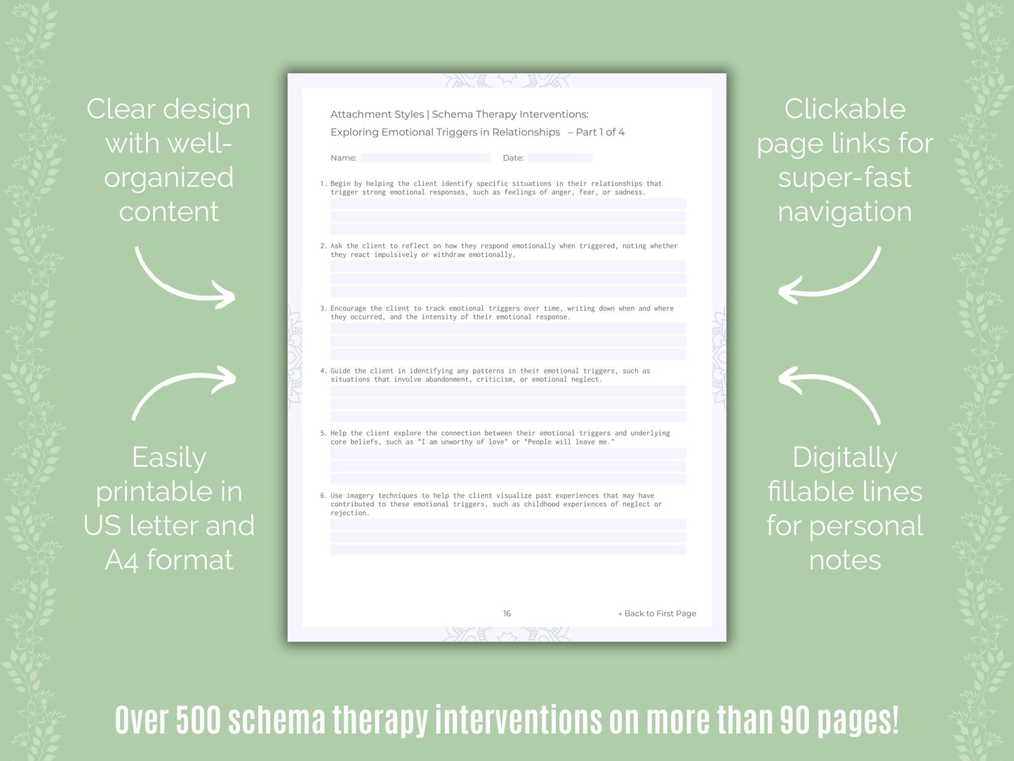 Attachment Styles Schema Therapy Counseling Templates