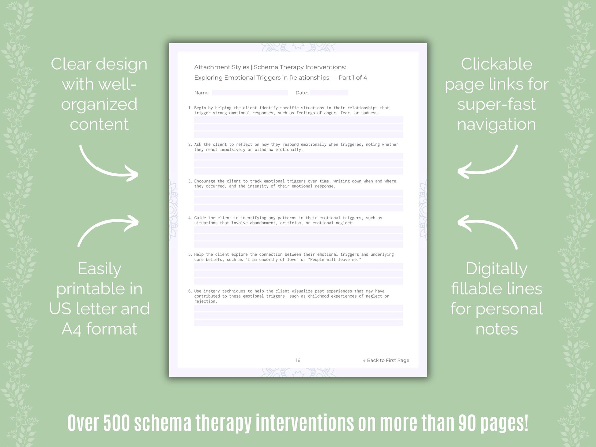 Attachment Styles Schema Therapy Counseling Templates