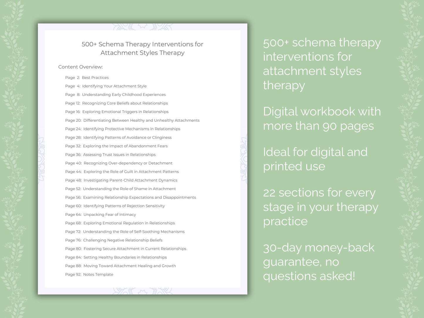 Attachment Styles Schema Therapy Therapist Worksheets