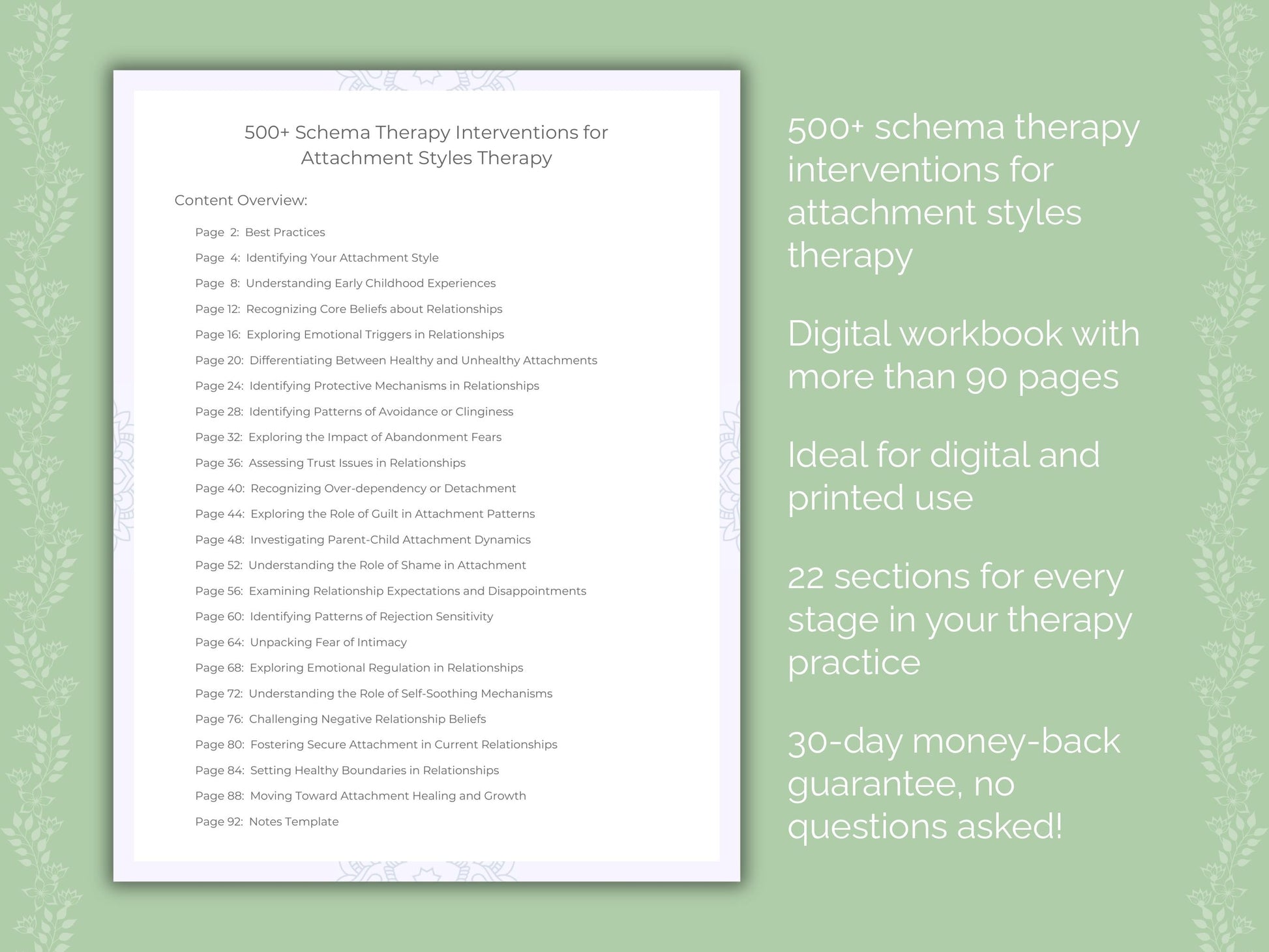 Attachment Styles Schema Therapy Therapist Worksheets