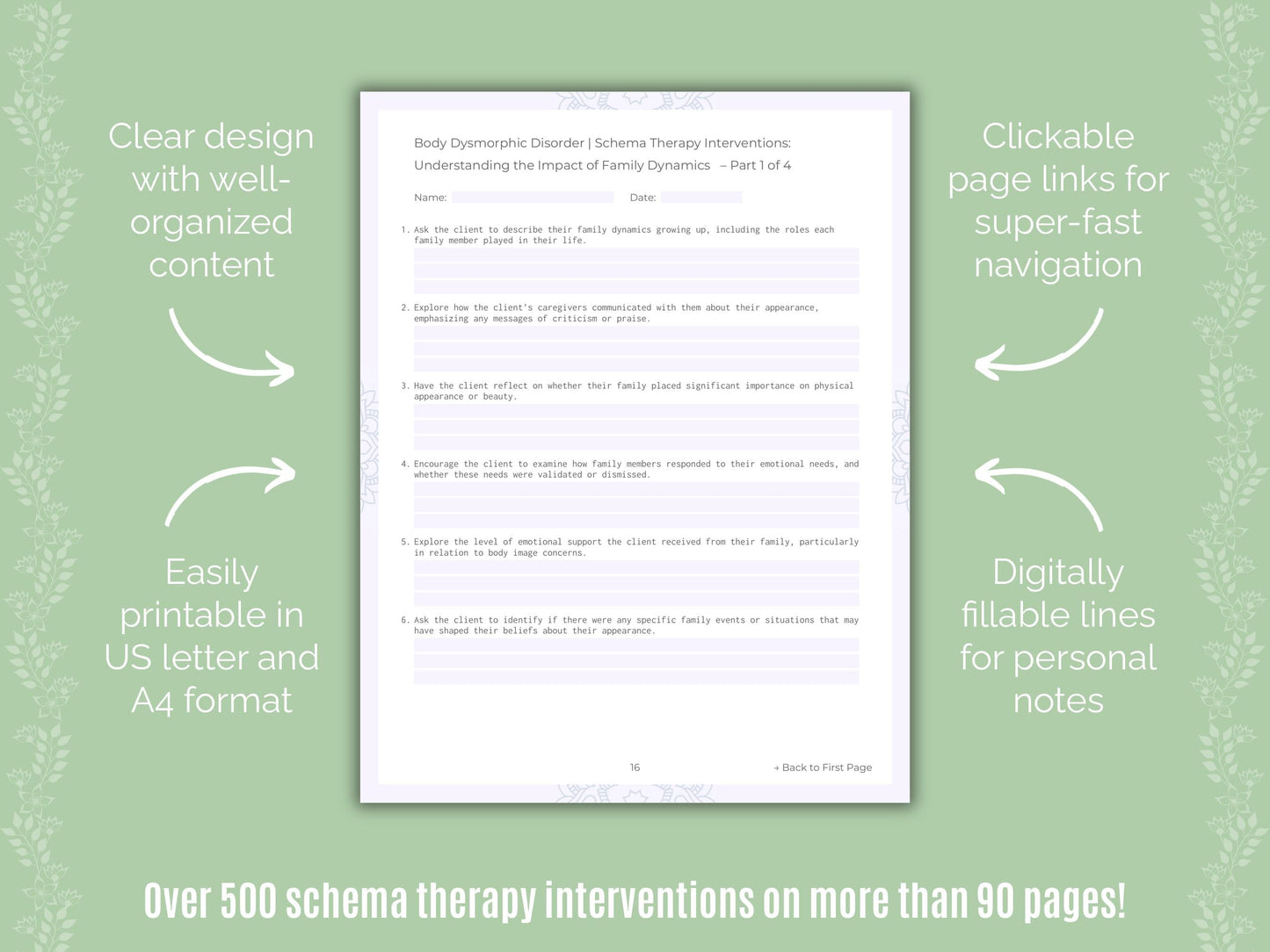 Body Dysmorphic Disorder (BDD) Schema Therapy Counseling Templates
