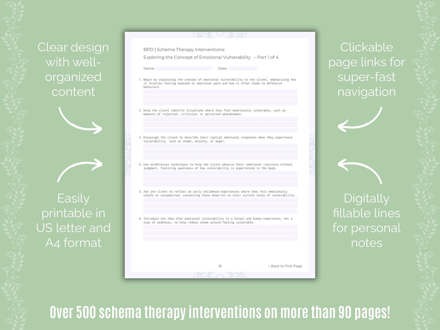 Borderline Personality Disorder (BPD) Schema Therapy Counseling Templates