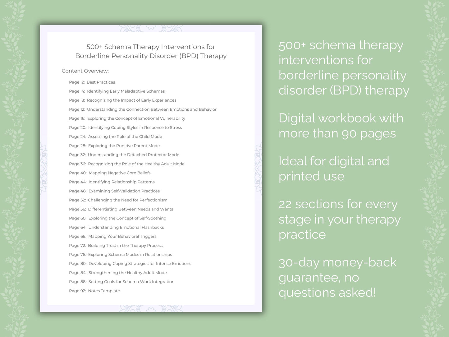 Borderline Personality Disorder (BPD) Schema Therapy Therapist Worksheets