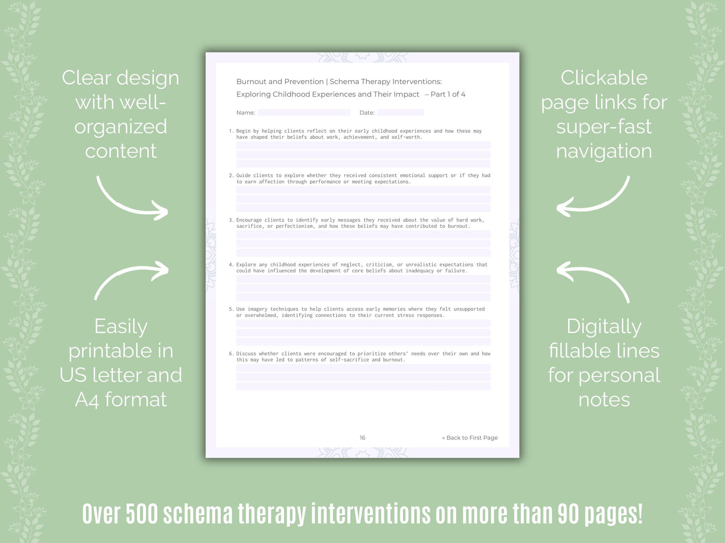 Burnout and Prevention Schema Therapy Counseling Templates