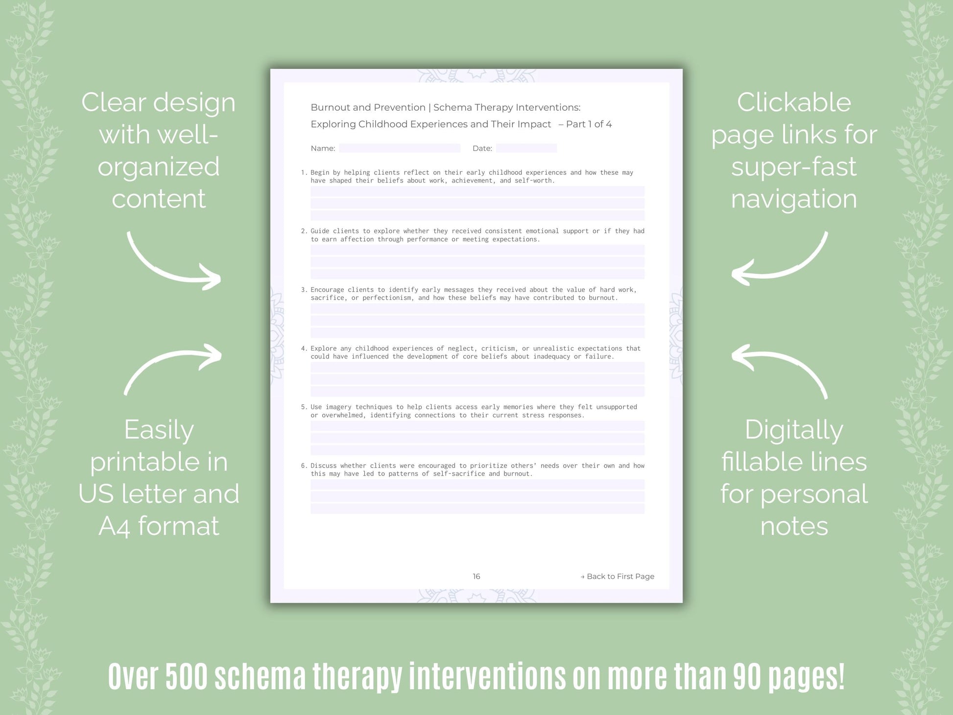 Burnout and Prevention Schema Therapy Counseling Templates