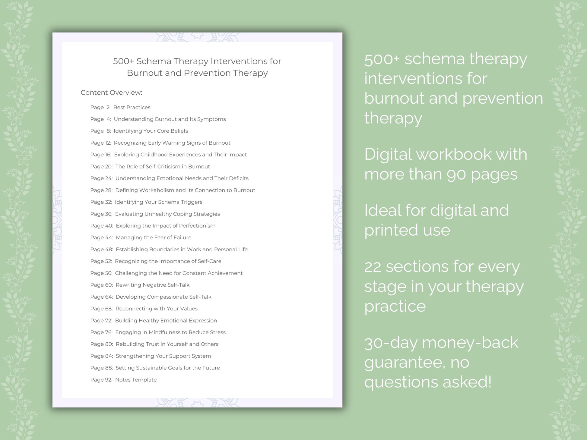 Burnout and Prevention Schema Therapy Therapist Worksheets