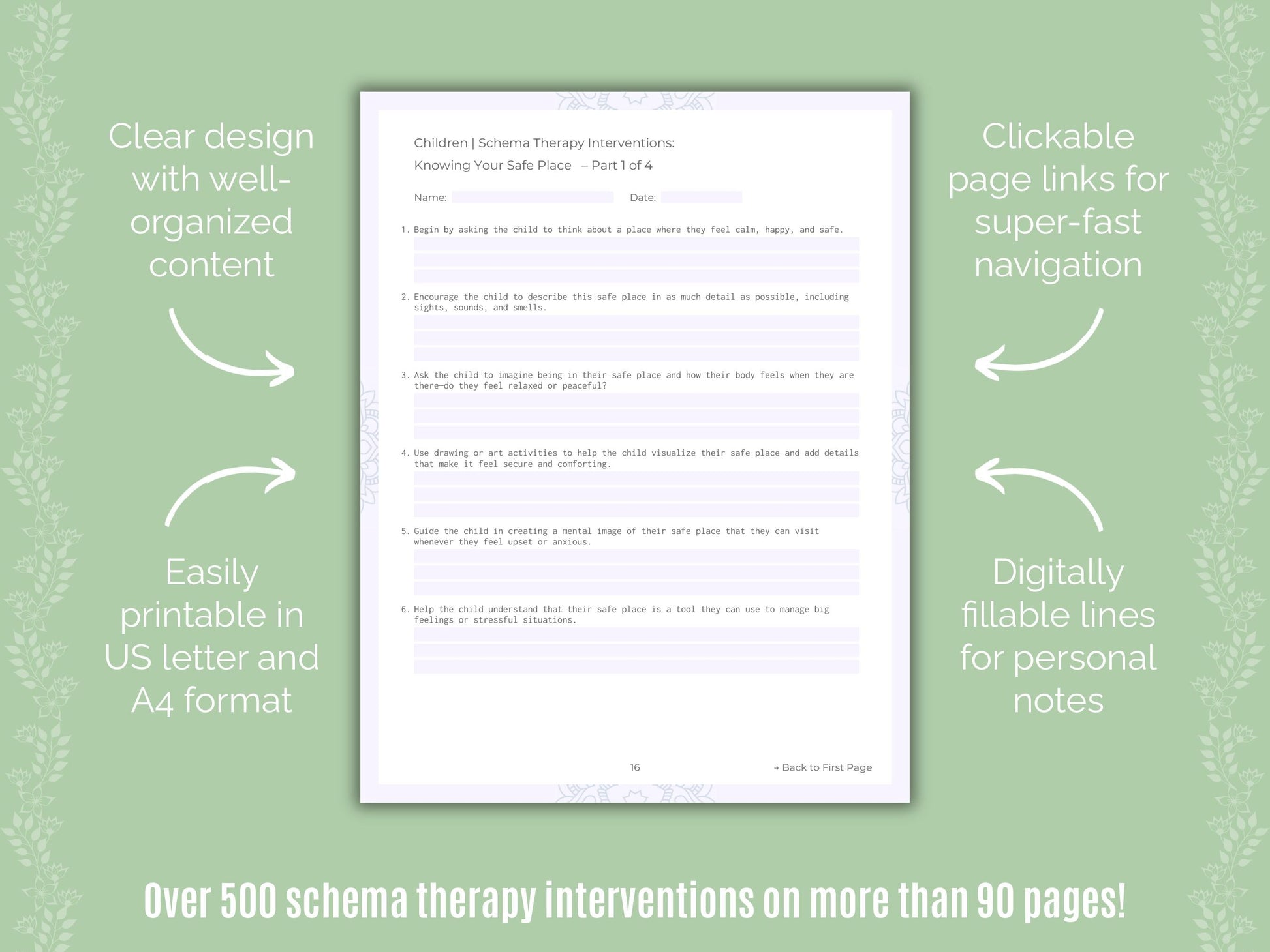 Children Schema Therapy Counseling Templates