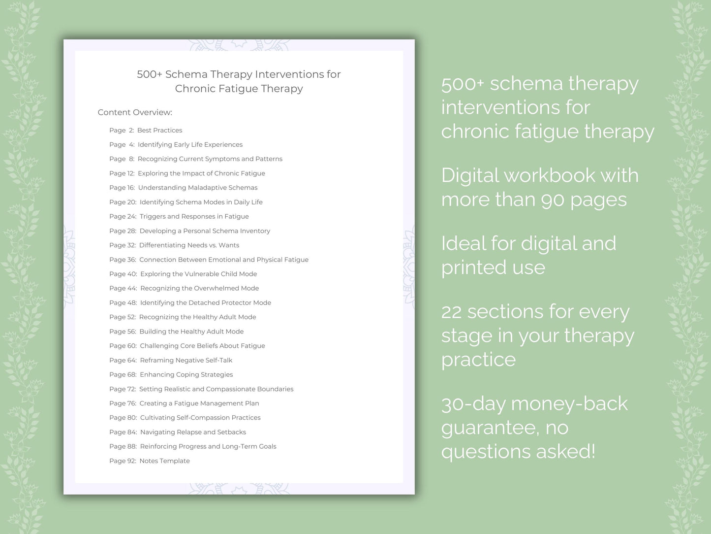 Chronic Fatigue Schema Therapy Therapist Worksheets