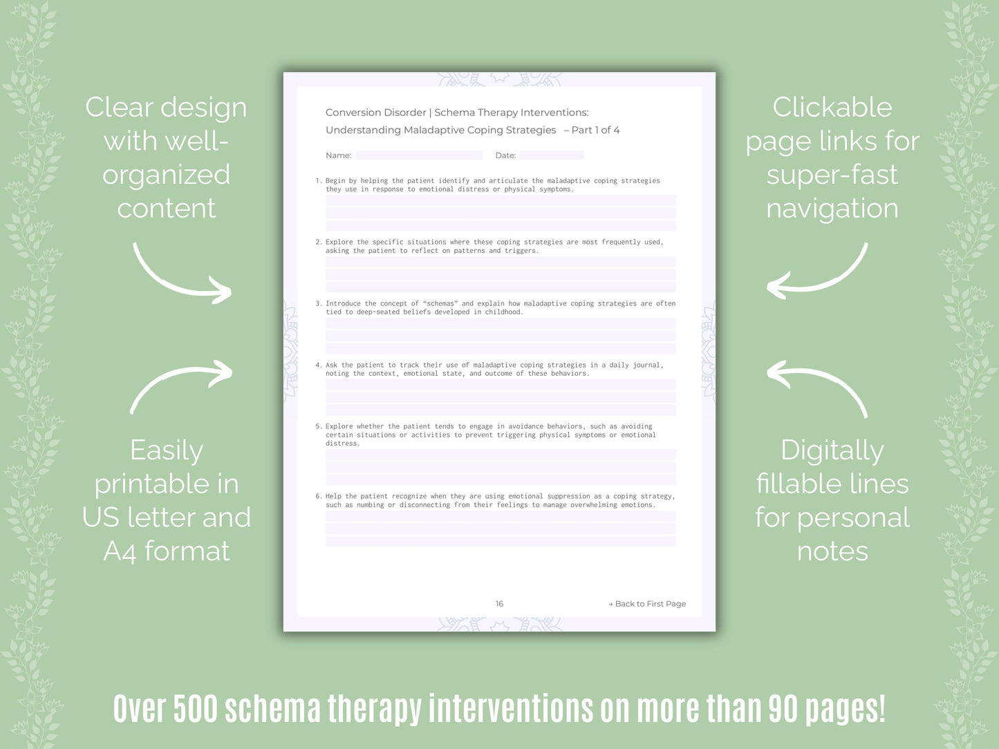Conversion Disorder Schema Therapy Counseling Templates