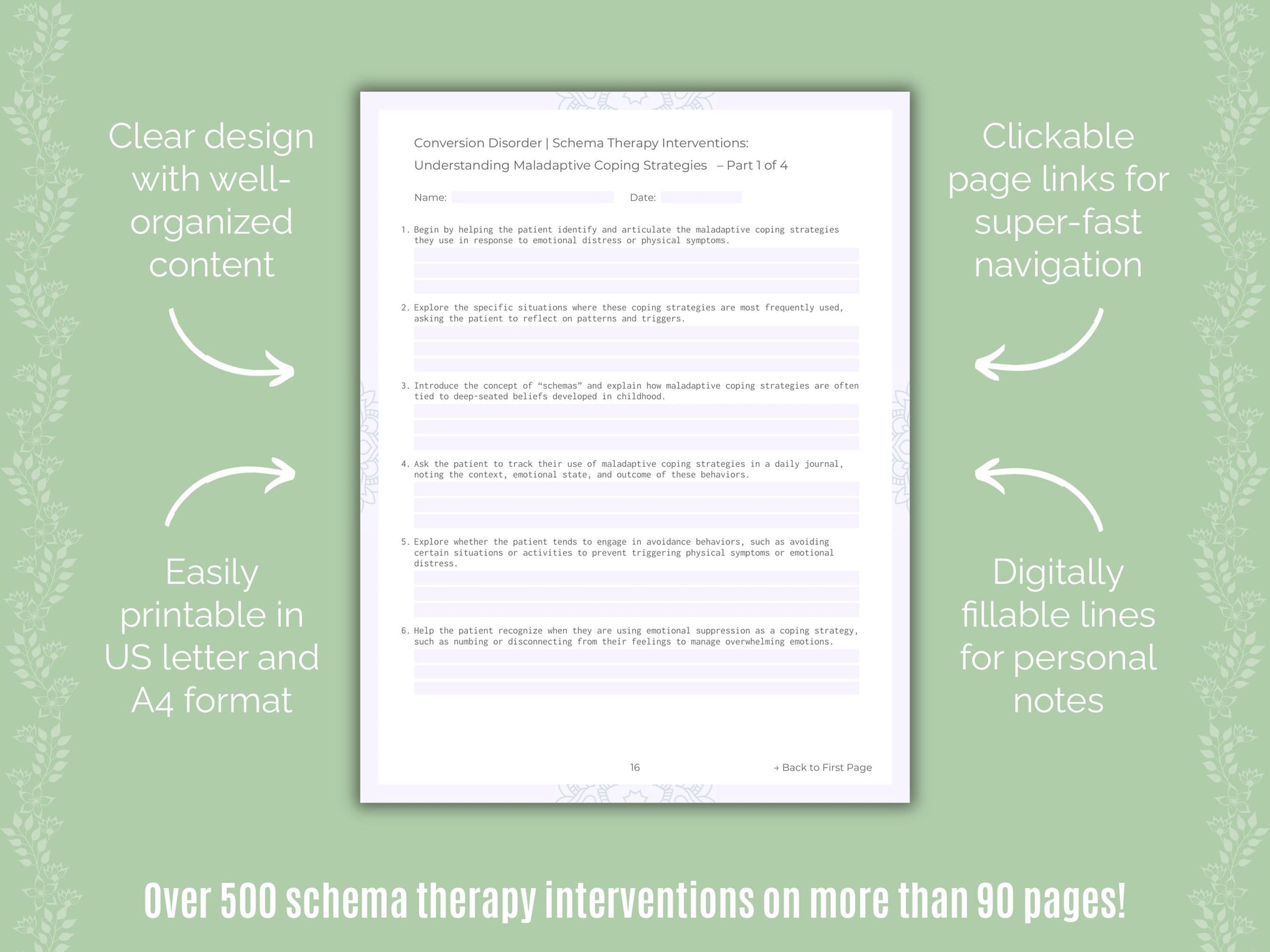 Conversion Disorder Schema Therapy Counseling Templates