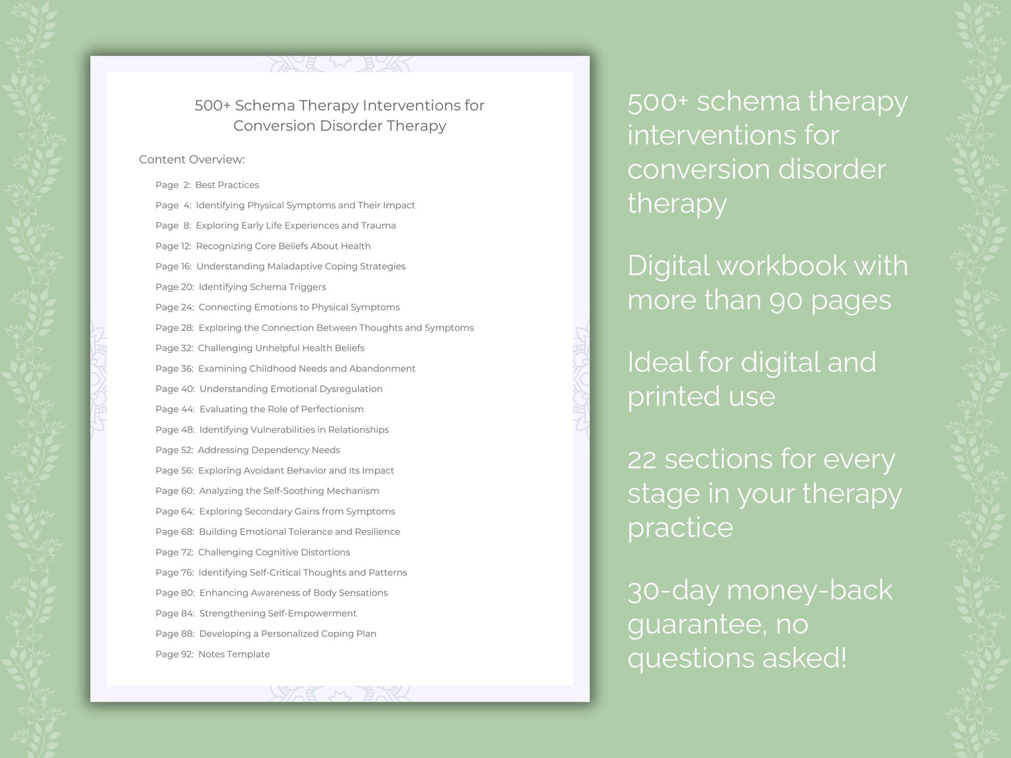 Conversion Disorder Schema Therapy Therapist Worksheets