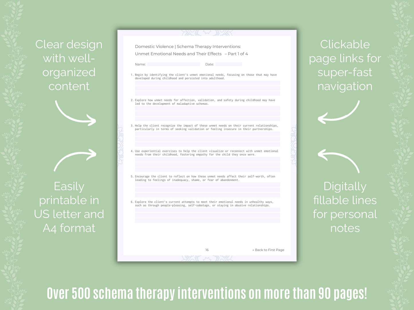 Domestic Violence Schema Therapy Counseling Templates