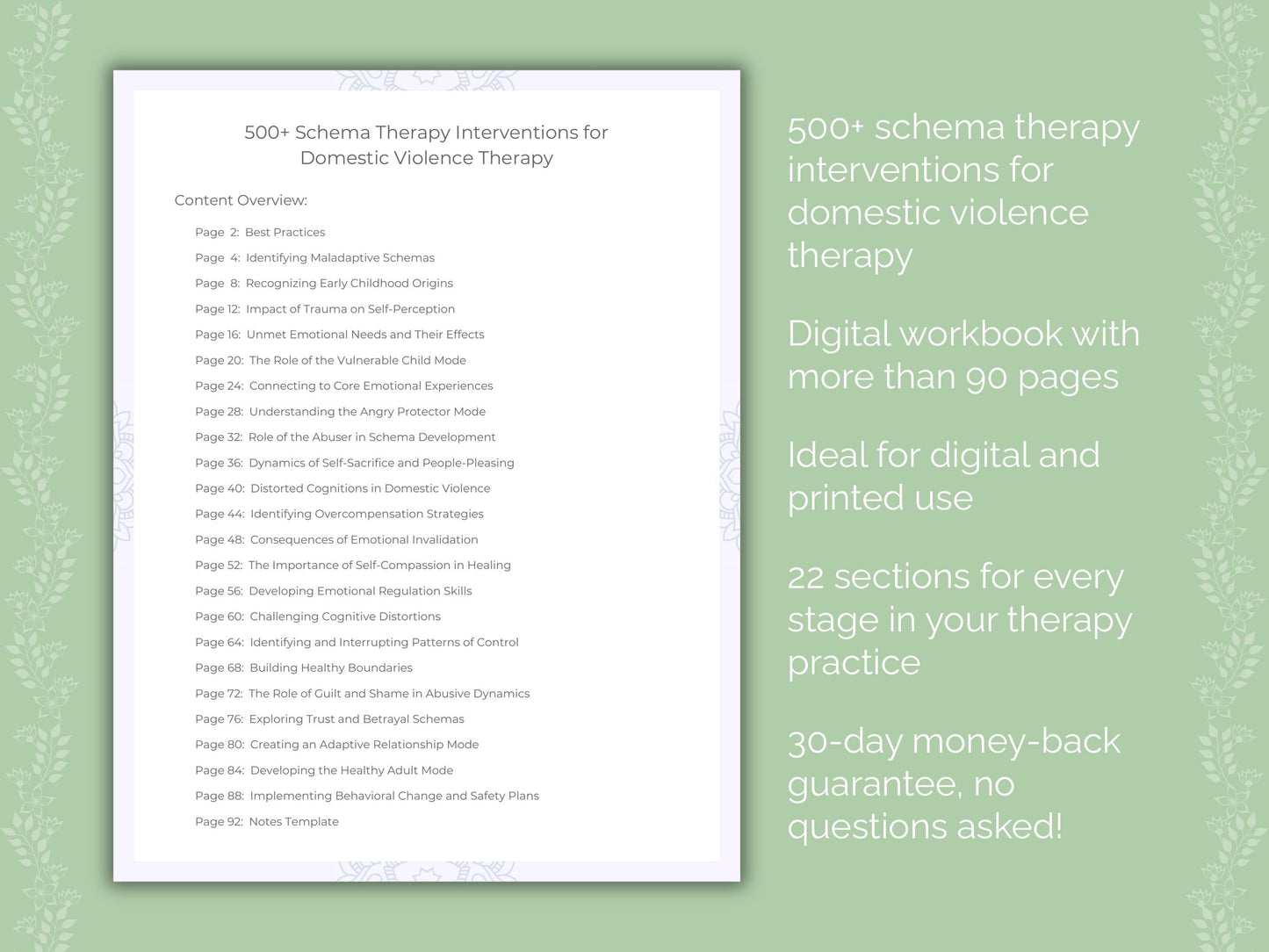 Domestic Violence Schema Therapy Therapist Worksheets