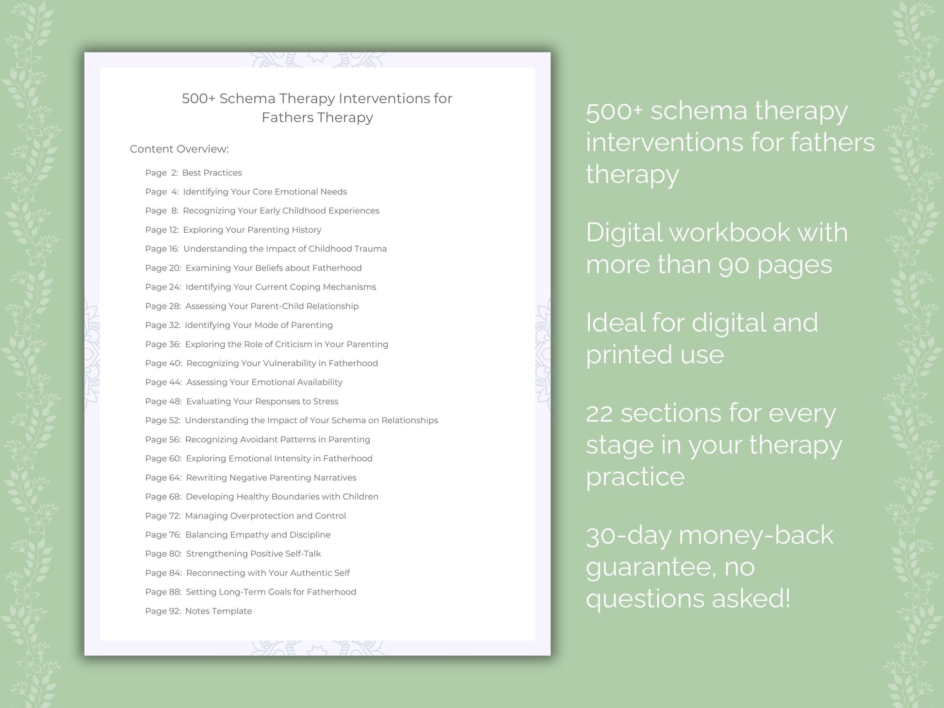 Fathers Schema Therapy Therapist Worksheets