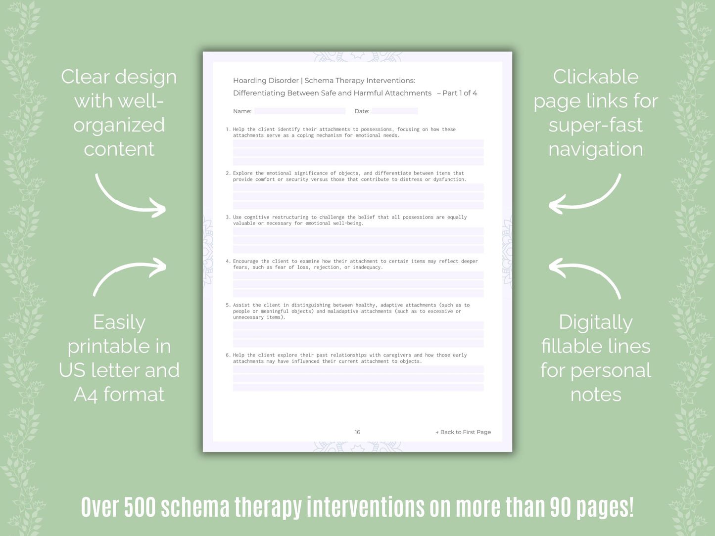 Hoarding Disorder Schema Therapy Counseling Templates