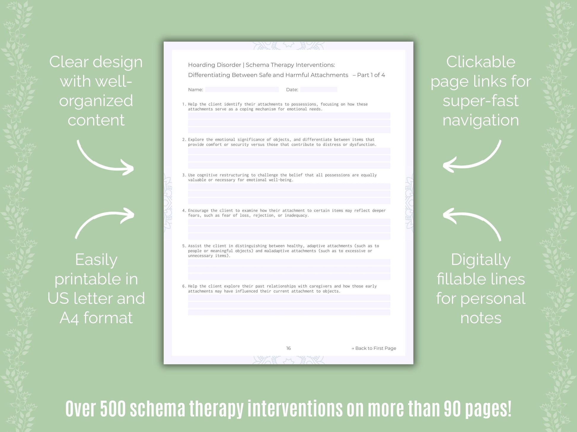 Hoarding Disorder Schema Therapy Counseling Templates