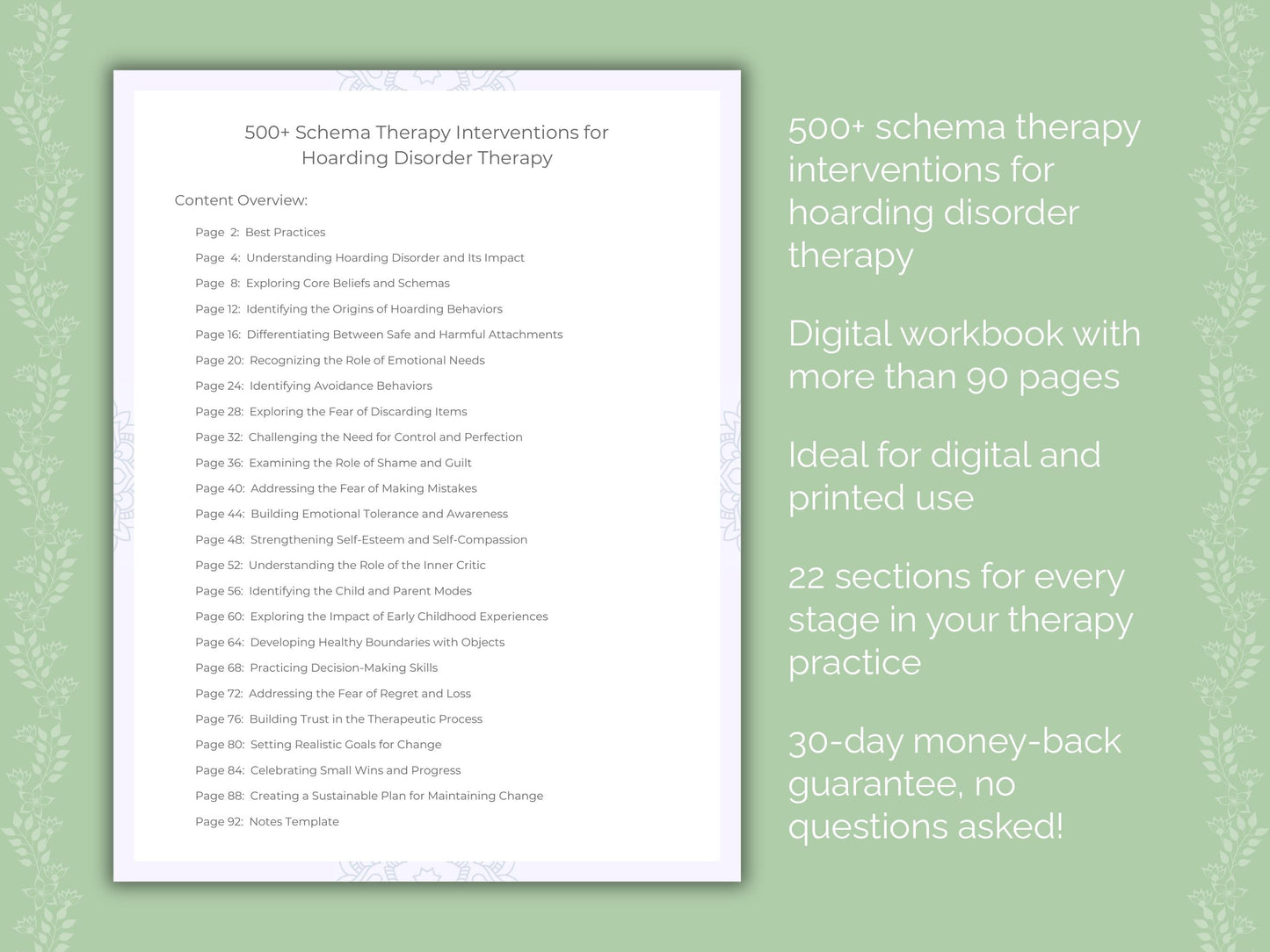 Hoarding Disorder Schema Therapy Therapist Worksheets