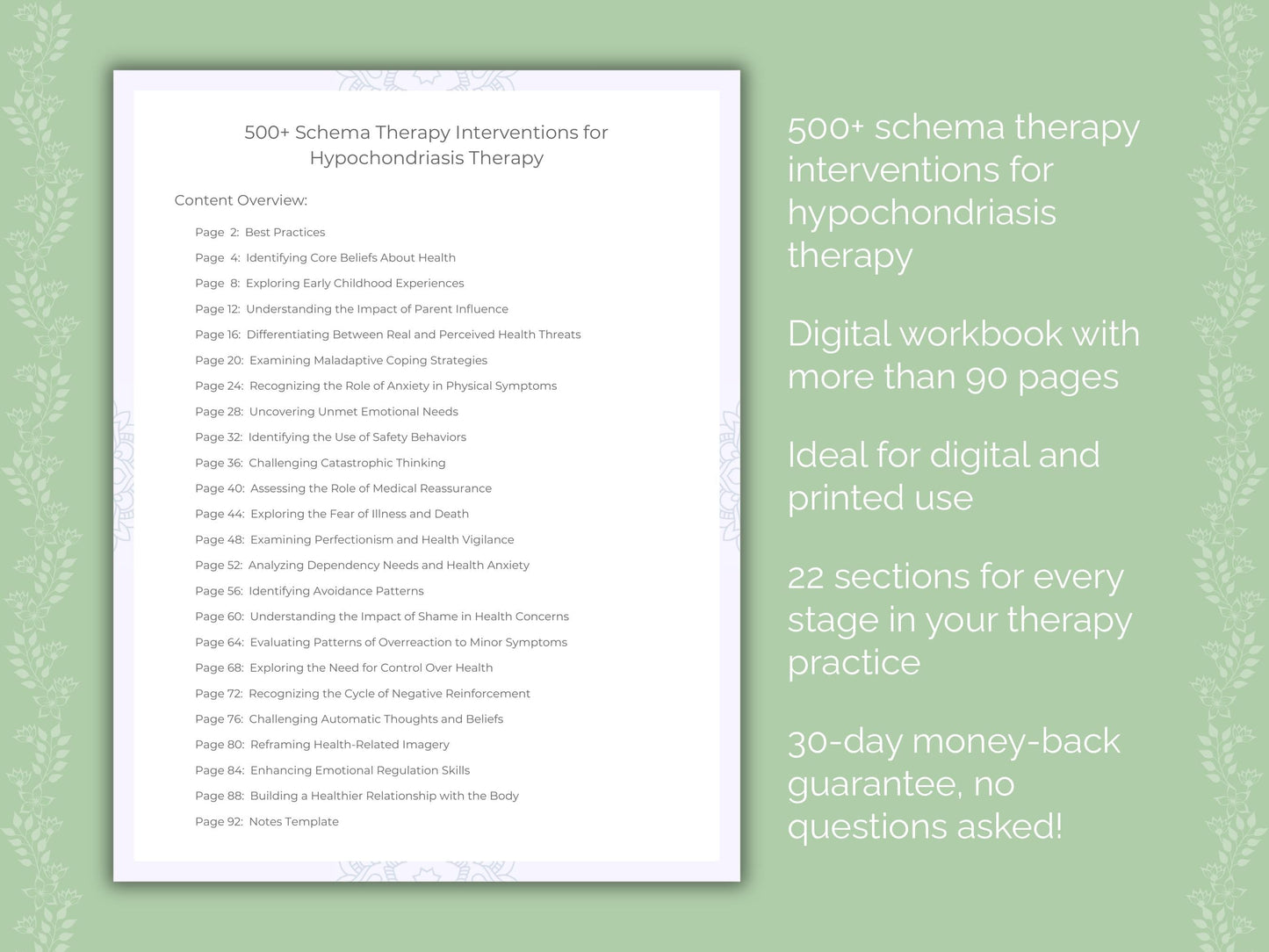 Hypochondriasis Schema Therapy Therapist Worksheets