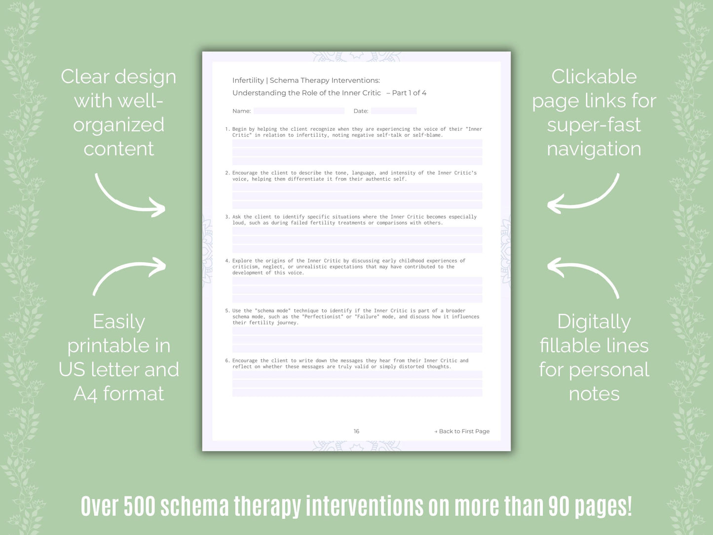 Infertility Schema Therapy Counseling Templates