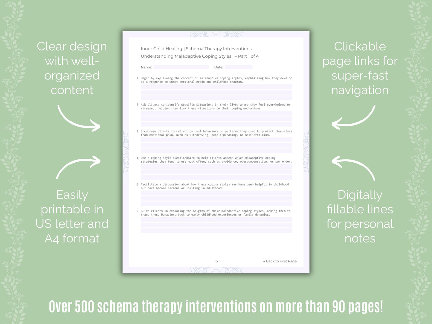 Inner Child Healing Schema Therapy Counseling Templates