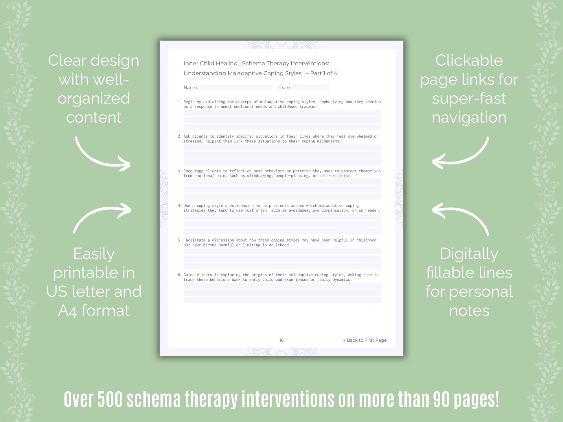 Inner Child Healing Schema Therapy Counseling Templates