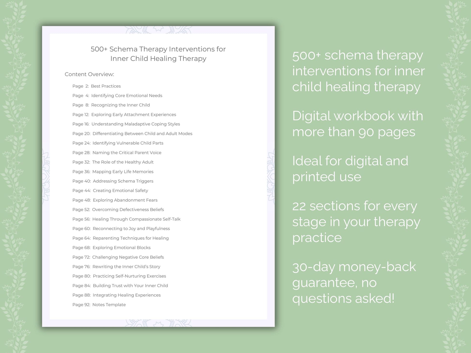 Inner Child Healing Schema Therapy Therapist Worksheets